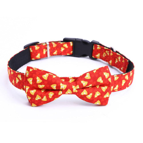 Christmas Pet Bow Tie Collar with Bell – Adjustable Holiday Collar for Dogs & Cats
