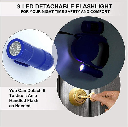 Retractable Dog Leash with LED Light & Waste Bag Holder – 4.5m Automatic Leash for Dogs