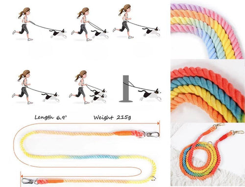 Hands-Free Cotton Rope Dog Leash – Adjustable Crossbody & Waist Walking Leash