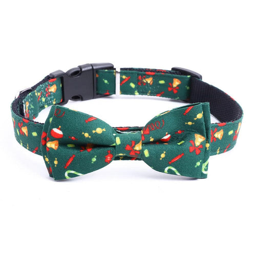 Christmas Pet Bow Tie Collar with Bell – Adjustable Holiday Collar for Dogs & Cats