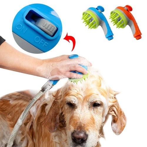 Pet Shower Brush with Shampoo Dispenser – Soft Silicone Bath Brush