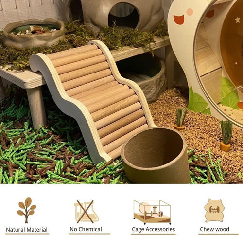 Wooden Hamster House with Ladder – Cozy Small Pets