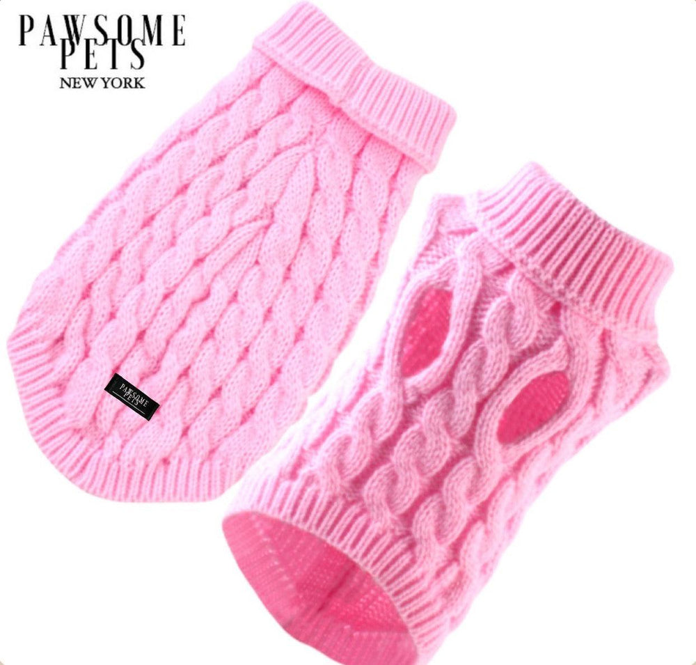 Extra Warm Cable Knit Dog & Cat Sweater – Soft Turtleneck Winter Pet Sweater Pawsome Pets New York® Official Site