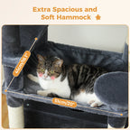 Large Multi-Level Cat Tree & Tower – Sisal Scratching Posts, Spacious Condos, Hammock & Padded Perches for Indoor Cats