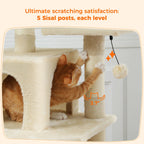 Large Multi-Level Cat Tree & Tower – Sisal Scratching Posts, Spacious Condos, Hammock & Padded Perches for Indoor Cats