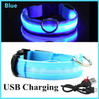 USB Rechargeable LED Dog Collar – Adjustable Light-Up Safety Collar with 3 Glow Modes for Dogs & Cats