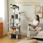 Large Multi-Level Cat Tree & Tower – Sisal Scratching Posts, Spacious Condos, Hammock & Padded Perches for Indoor Cats