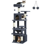 Large Multi-Level Cat Tree & Tower – Sisal Scratching Posts, Spacious Condos, Hammock & Padded Perches for Indoor Cats