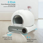 DOEL Self Cleaning Cat Litter Box 65L Automatic Cat Litter Box w/ Trash Bag & Litter Mat Smart Cat Toilet App Control 2.4G WiFi