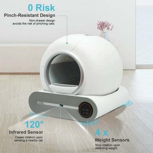 DOEL 65L Smart Self-Cleaning Cat Litter Box – Automatic Cat Toilet with App Control & 2.4GHz Wi-Fi