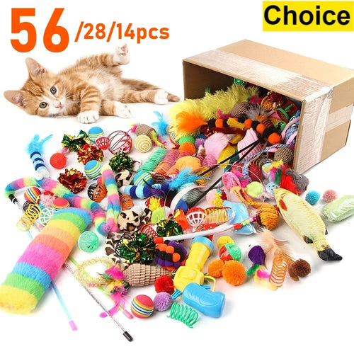 14-Piece, 28-Piece & 56-Piece Assorted Cat Toy Variety Pack – Mixed Interactive Toys for Cats Stone's Store