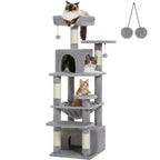 Large Multi-Level Cat Tree & Tower – Sisal Scratching Posts, Spacious Condos, Hammock & Padded Perches for Indoor Cats