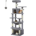 Large Multi-Level Cat Tree & Tower – Sisal Scratching Posts, Spacious Condos, Hammock & Padded Perches for Indoor Cats