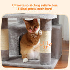 Large Multi-Level Cat Tree & Tower – Sisal Scratching Posts, Spacious Condos, Hammock & Padded Perches for Indoor Cats