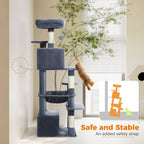 Large Multi-Level Cat Tree & Tower – Sisal Scratching Posts, Spacious Condos, Hammock & Padded Perches for Indoor Cats