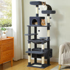 Large Multi-Level Cat Tree & Tower – Sisal Scratching Posts, Spacious Condos, Hammock & Padded Perches for Indoor Cats