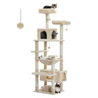 Large Multi-Level Cat Tree & Tower – Sisal Scratching Posts, Spacious Condos, Hammock & Padded Perches for Indoor Cats