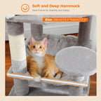Large Multi-Level Cat Tree & Tower – Sisal Scratching Posts, Spacious Condos, Hammock & Padded Perches for Indoor Cats