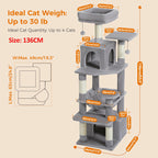 Large Multi-Level Cat Tree & Tower – Sisal Scratching Posts, Spacious Condos, Hammock & Padded Perches for Indoor Cats