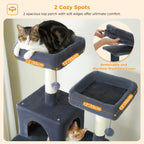 Large Multi-Level Cat Tree & Tower – Sisal Scratching Posts, Spacious Condos, Hammock & Padded Perches for Indoor Cats