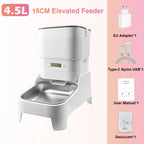 4.5L Elevated Smart Pet Feeder — 15cm Raised Stand, 1080P Camera or Key Control for Cats & Dogs
