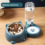 Pet Bowls With Water Feeder, 3 In 1 Water Bottle For Neck Protection