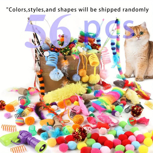 14-Piece, 28-Piece & 56-Piece Assorted Cat Toy Variety Pack – Mixed Interactive Toys for Cats Stone's Store