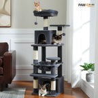Large Multi-Level Cat Tree & Tower – Sisal Scratching Posts, Spacious Condos, Hammock & Padded Perches for Indoor Cats