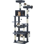 Large Multi-Level Cat Tree & Tower – Sisal Scratching Posts, Spacious Condos, Hammock & Padded Perches for Indoor Cats