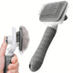 Dual-Use Dog Cat Small Animal Grooming Brush 20×10×5.5cm, Self-Cleaning Slicker Comb with Round-Tip Bent Needles, Ergonomic Handle