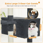 Large Multi-Level Cat Tree & Tower – Sisal Scratching Posts, Spacious Condos, Hammock & Padded Perches for Indoor Cats