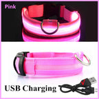 USB Rechargeable LED Dog Collar – Adjustable Light-Up Safety Collar with 3 Glow Modes for Dogs & Cats