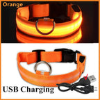 USB Rechargeable LED Dog Collar – Adjustable Light-Up Safety Collar with 3 Glow Modes for Dogs & Cats
