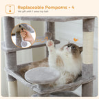 Large Multi-Level Cat Tree & Tower – Sisal Scratching Posts, Spacious Condos, Hammock & Padded Perches for Indoor Cats