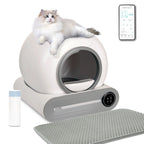 DOEL Self Cleaning Cat Litter Box 65L Automatic Cat Litter Box w/ Trash Bag & Litter Mat Smart Cat Toilet App Control 2.4G WiFi