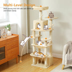 Large Multi-Level Cat Tree & Tower – Sisal Scratching Posts, Spacious Condos, Hammock & Padded Perches for Indoor Cats
