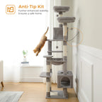Large Multi-Level Cat Tree & Tower – Sisal Scratching Posts, Spacious Condos, Hammock & Padded Perches for Indoor Cats