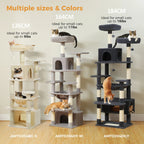 Large Multi-Level Cat Tree & Tower – Sisal Scratching Posts, Spacious Condos, Hammock & Padded Perches for Indoor Cats