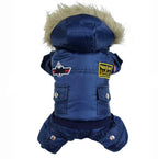 Military Style Dog Jumpsuit – Warm Four-Legged Winter Coat for Dogs Dog Hugs Cat